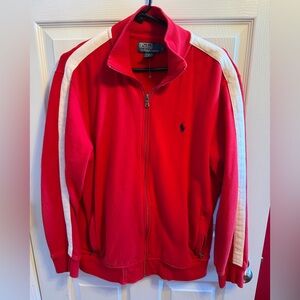 Ralph Lauren Red and White zippered sweatshirt sz L